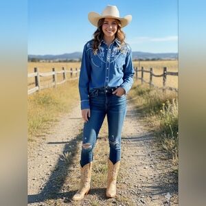 Coofandy M Blue Western   Womens Shirt